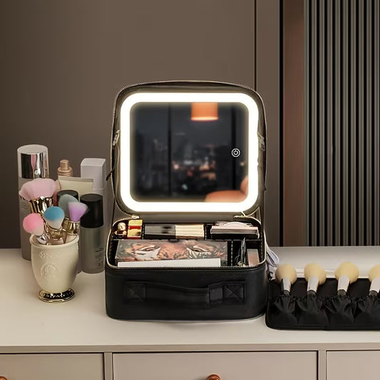 Trousse Maquillage avec Miroir LED 3 Modes
Tout ton maquillage au même endroit — pratique à la maison & en voyage.