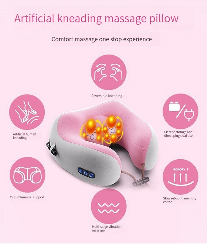 Coussin de Massage Cervical Électrique USB – Forme U