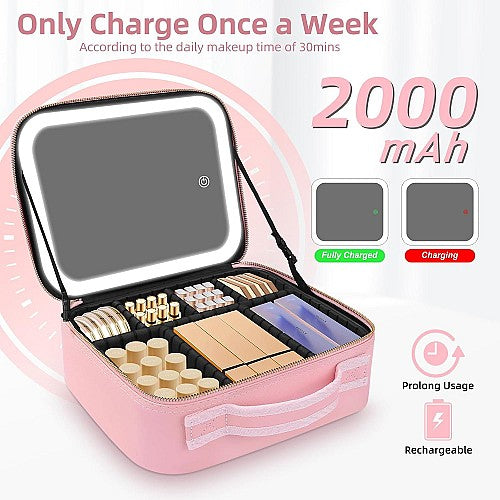 Trousse Maquillage avec Miroir LED 3 Modes
Tout ton maquillage au même endroit — pratique à la maison & en voyage.