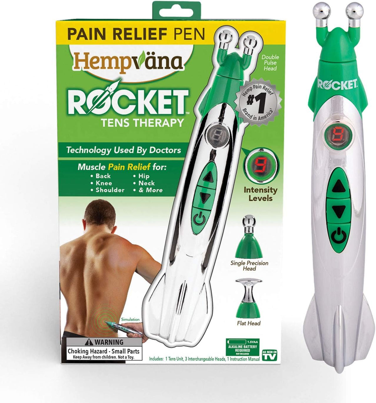 Hempvana Rocket Relief TENS Pen Muscle Stimulator for Pain Relief